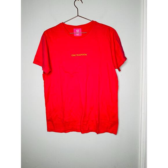 ONE TEASPOON Pink Glo One Teaspoon Logo Organic Unisex Tee Shirt NWT Size XS - Picture 3 of 7